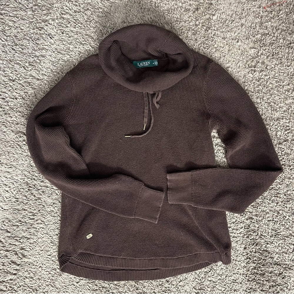Lauren Ralph Lauren Brown Waffle Knit Cowl Neck Sweater (M)